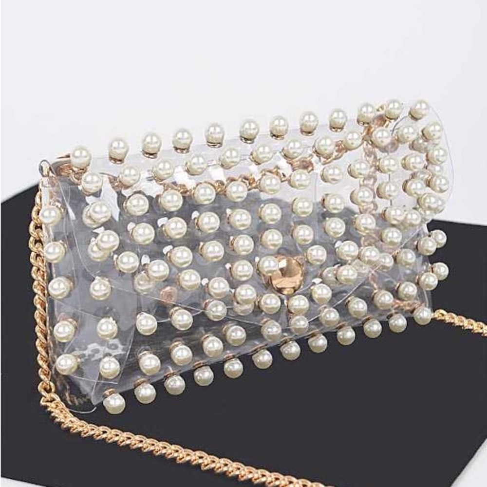 2-Way Gold & Clear Chain Statement Belt Bag